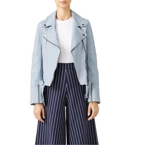 Cupcakes and Cashmere Light Blue Leather Moto Jacket